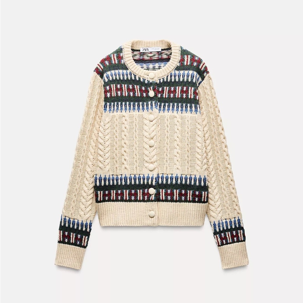 Zara Patterned Knit Cardigan